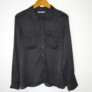 Baukjen Button Front Top‎ Black White Dots Womens Size 12